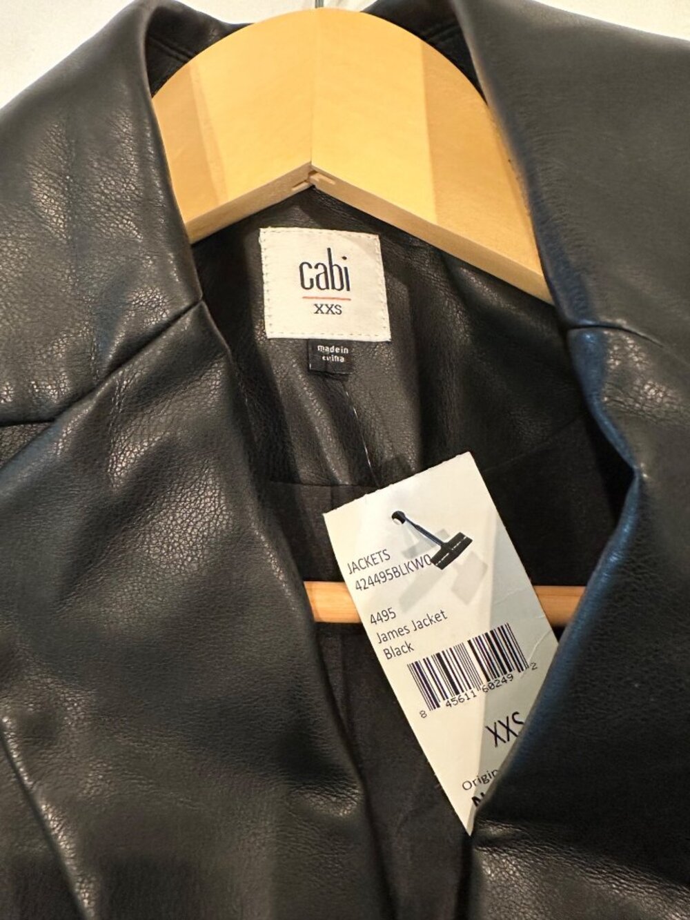Cabi Black Vegan Leather Jacket NWT Fitted Blazer Style Women's XXS Y2K - Picture 3 of 10